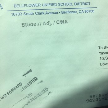 Bellflower Unified School District - Correct address posted on letter from them - Elementary Schools Near Me - Bellflower, California