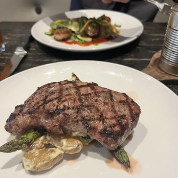 Prime Farm to Table - Wagyu New York Strip, and scallops in the background - New American Near Me - Flower Mound, Texas
