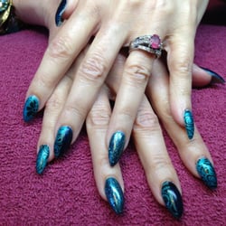 Eclectic Nails By Angi - Acrylic nails with stamping..