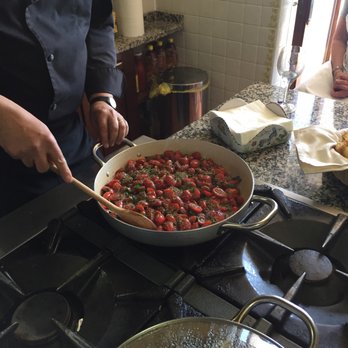 Mamma Agata - Gennaro prepping the sauce - Cooking Classes Near Me - Ravello, SA