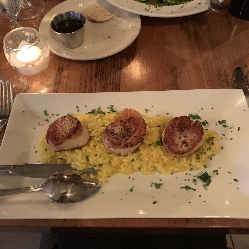 Burrata - Scallops with saffron risotto - Italian Near Me - Philadelphia, Pennsylvania Burrata - Scallops with saffron risotto - Italian Near Me - Philadelphia, Pennsylvania