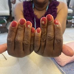 Ayrsley Nail Bar - SNS on the nail nails with flower gems done by me