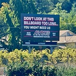 Advanced Collision Repair - September 13, 2025 - Their billboard made me laugh!