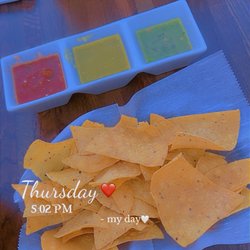 First chips and 3 different sauces