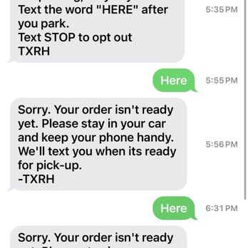 Texas Roadhouse - Don't expect to get a text when your order is ready! - Steakhouses Near Me - Omaha, Nebraska Texas Roadhouse - Don't expect to get a text when your order is ready! - Steakhouses Near Me - Omaha, Nebraska