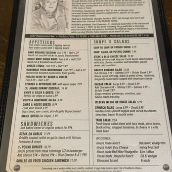 McBride's Steakhouse - Menu - Steakhouses Near Me - Wichita Falls, Texas McBride's Steakhouse - Menu - Steakhouses Near Me - Wichita Falls, Texas