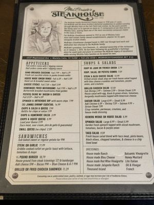 Menu photo 4 McBride's Steakhouse Wichita Falls, TX Menu photo 4 McBride's Steakhouse Wichita Falls, TX