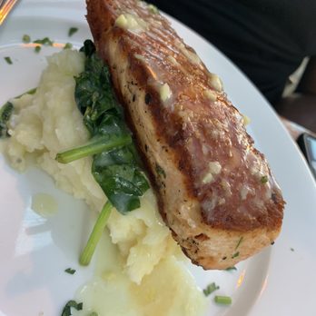 Corner Social - Salmon garlic mash & spinach - New American Near Me - New York, New York Corner Social - Salmon garlic mash & spinach - New American Near Me - New York, New York