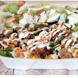 Halal Express Chicken And Gyro - Mix lamb and chicken over rice