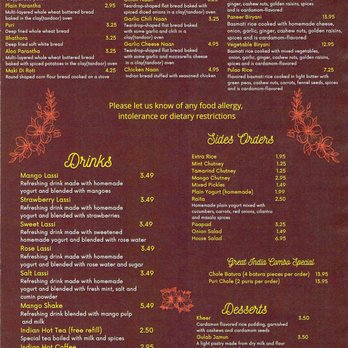 Great India - Menu 4 November 2021 - Indian Near Me - Midvale, Utah