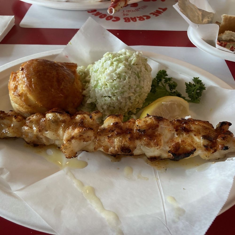 Spiny Lobster On A Skewer with cheesy potatoes Spiny Lobster On A Skewer with cheesy potatoes