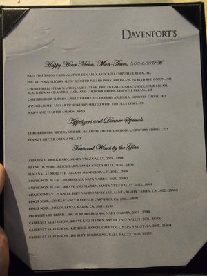 Menu photo 1 Davenport's Restaurant Encino, CA Menu photo 1 Davenport's Restaurant Encino, CA