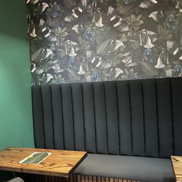 Love the wallpaper and green walls