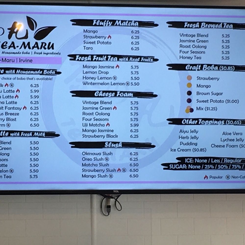 Tea Maru - Menu 4/5/22 - Bubble Tea Near Me - Irvine, California Tea Maru - Menu 4/5/22 - Bubble Tea Near Me - Irvine, California