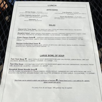 Bangkok Alley - Lunch menu - Thai Near Me - Collierville, Tennessee