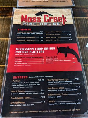 Menu photo 1 Moss Creek Fish House Pearl, MS Menu photo 1 Moss Creek Fish House Pearl, MS
