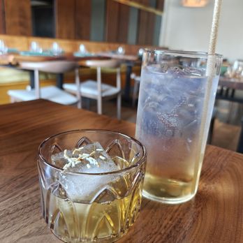 Hed 11 - Apple honey smokey rice( honey whisky and roasted rice)($18) , Japanese plump tonic (plum wine and tonic)($18) - Thai Near Me - San Francisco, California
