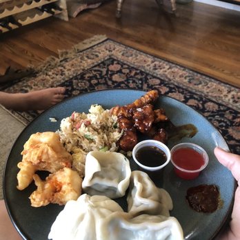 Dumpling House In Lodi - We had pork and chive dumplings, fried shrimp, and bbq pork bao, house chicken, and fried rice. - Chinese Near Me - Lodi, California