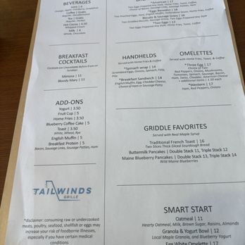 Tailwinds Grille - menu - American Near Me - Bangor, Maine