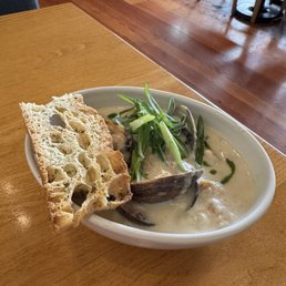 Clam chowder had actual whole clams in the shell