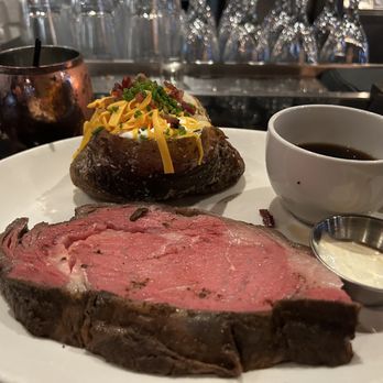 J. Alexander's - Prime Rib with a Loaded Baked Potato and Vodka Mule - New American Near Me - Boca Raton, Florida