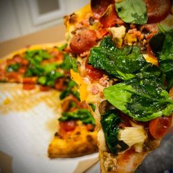 Bluebird Pizzeria - Large Double Meat Combo with artichokes and spinach