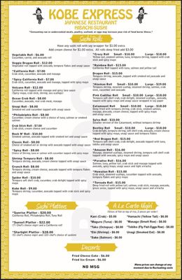 Menu photo 2 Kobe Express Japanese Resturant Franklin, NC Menu photo 2 Kobe Express Japanese Resturant Franklin, NC
