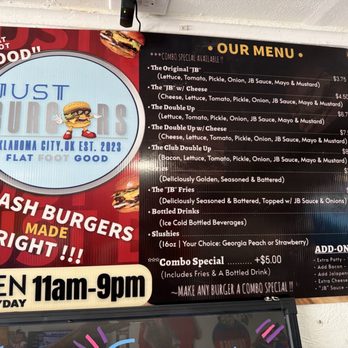 Just Burgers - Menu - Burgers Near Me - Oklahoma City, Oklahoma Just Burgers - Menu - Burgers Near Me - Oklahoma City, Oklahoma