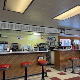 the interior of a diner