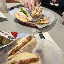 BBQ sandwich for me and Chicken Salad for JP... then a warmed cinny-cinnamon-roll for dessert (we had a fork fight over that roll )