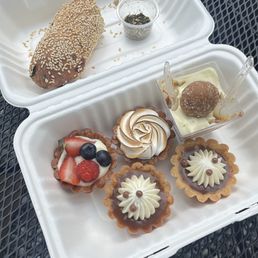 Fruit tart, Passion fruit tart, Alfajores cheesecake cup, Salted caramel tarts, Jerusalem bagel Fruit tart, Passion fruit tart, Alfajores cheesecake cup, Salted caramel tarts, Jerusalem bagel