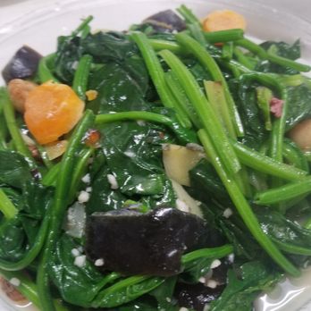 Ginger & Garlic - Spinach w 1000 yr old and duck egg - Dim Sum Near Me - Honolulu, Hawaii Ginger & Garlic - Spinach w 1000 yr old and duck egg - Dim Sum Near Me - Honolulu, Hawaii