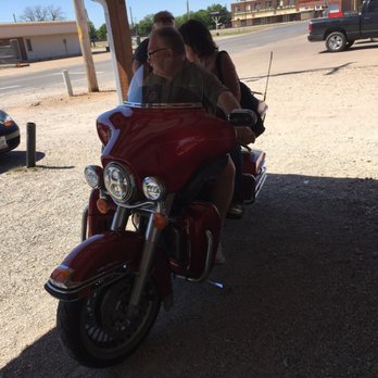 Mary's Cafe - Us on Bear's Ultra Classic Harley. - American Near Me - Strawn, Texas