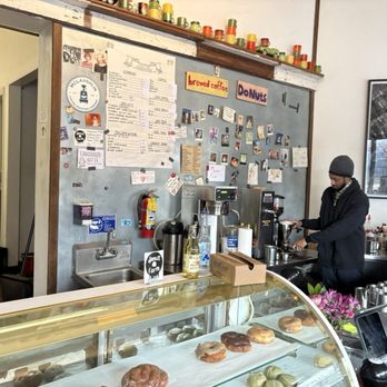 Coffee Conscious - Interior with menu on the wall.  Vegan donuts. - Coffee & Tea Near Me - Berkeley, California