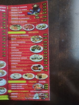 Menu photo 5 La Esperanza Houston, TX