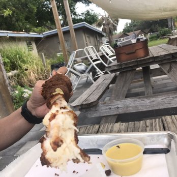Big Ray's Fish Camp - Inside of a lobster corndog - Seafood Near Me - Tampa, Florida Big Ray's Fish Camp - Inside of a lobster corndog - Seafood Near Me - Tampa, Florida