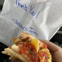 Peppers cheesesteak with handwritten to-go bag Peppers cheesesteak with handwritten to-go bag