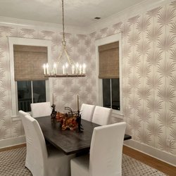 Quality Surfaces - Feast your eyes on this dining room transformation! Wallpaper adds a touch of elegance and sets the perfect ambiance for memorable meals.