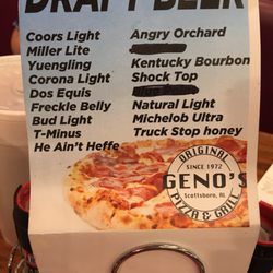 Genos Pizza & Grill - Drink choices.