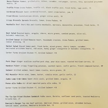 Emerson's - February 2025 menu of appetizers and entrees - Cocktail Bars Near Me - Pittsburgh, Pennsylvania