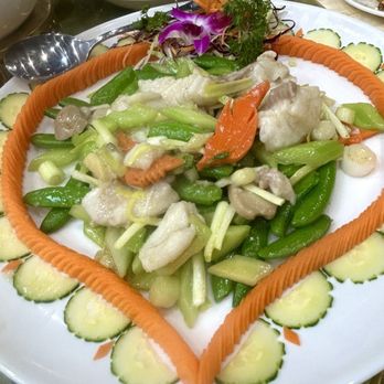 Jade Xiang Yue - Sautéed Ling Cod Fillets with Snap Peas - Chinese Near Me - Cupertino, California Jade Xiang Yue - Sautéed Ling Cod Fillets with Snap Peas - Chinese Near Me - Cupertino, California