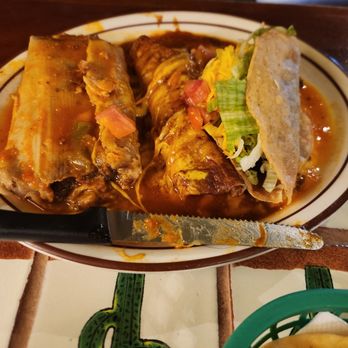 Mitla Cafe - Combination #2 - Taco, Enchilada, Tamale - Excellent! - Mexican Near Me - San Bernardino, California