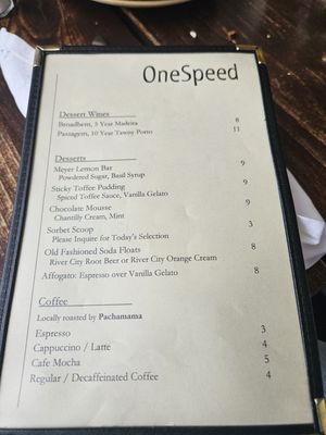 Menu photo 3 OneSpeed Sacramento, CA