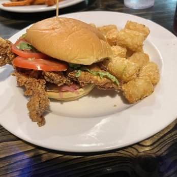 The Boot Room - Chicken sandwich Crispy Tater Tots with Sea Salt - Bars Near Me - Durham, North Carolina The Boot Room - Chicken sandwich Crispy Tater Tots with Sea Salt - Bars Near Me - Durham, North Carolina