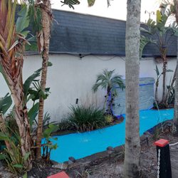 Rockin' Rhonda's - Outdoor patio and pond with fountain