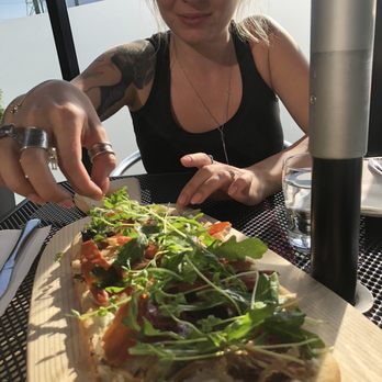 Cork and Craft Taphouse - Mushroom flatbread about to be demolished! - Beer, Wine & Spirits Near Me - Squamish, British Columbia