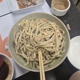 The sesame noodle taste salty and bitter not what I expect as a sesame noodle from elsewhere and the noodle wasn't fully cooked