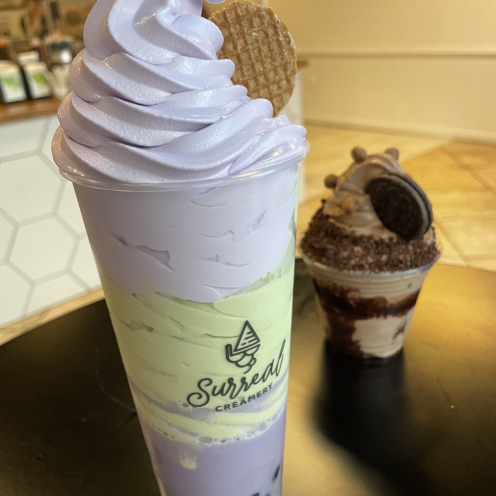 Surreal Creamery - Taro Bubble Tea & Matcha Taro Swirled Ice Cream They did not have swirled one - Ice Cream & Frozen Yogurt Near Me - Dresher, Pennsylvania Surreal Creamery - Taro Bubble Tea & Matcha Taro Swirled Ice Cream They did not have swirled one - Ice Cream & Frozen Yogurt Near Me - Dresher, Pennsylvania