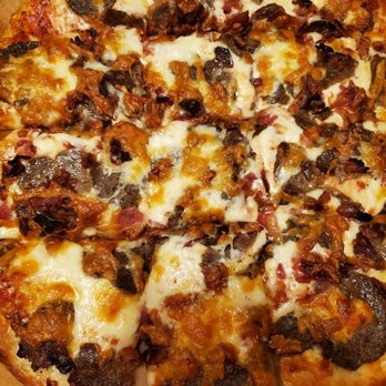 The Big Cheese & Pub - Meatball, bacon and extra cheese large pizza - Pizza Near Me - Cranston, Rhode Island