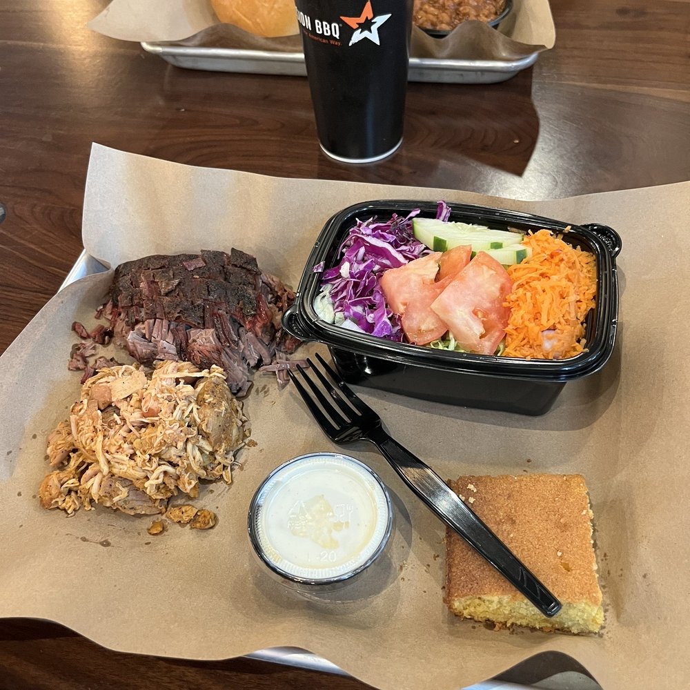 Mission BBQ - Chicken and brisket, side salad and cornbread. Excellent! - Barbeque Near Me - Herndon, Virginia Mission BBQ - Chicken and brisket, side salad and cornbread. Excellent! - Barbeque Near Me - Herndon, Virginia